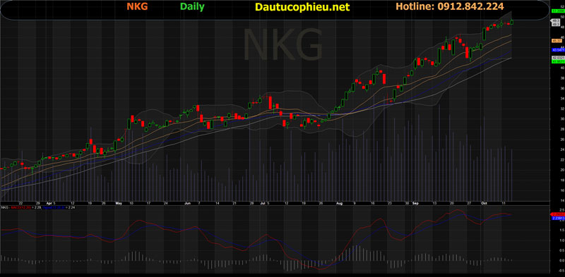 Đồ thị cổ phiếu NKG phiên giao dịch ngày 14/10/2021. Nguồn: AmiBroker