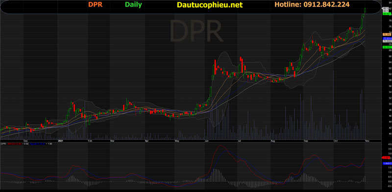 Đồ thị cổ phiếu DPR phiên giao dịch ngày 01/11/2021. Nguồn: AmiBroker