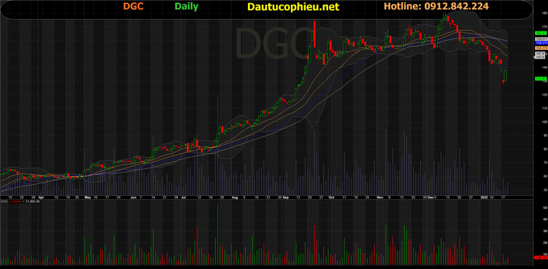 Đồ thị cổ phiếu DGC phiên giao dịch ngày 20/01/2022. Nguồn: AmiBroker