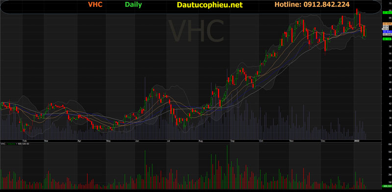Đồ thị cổ phiếu VHC phiên giao dịch ngày 14/01/2022. Nguồn: AmiBroker